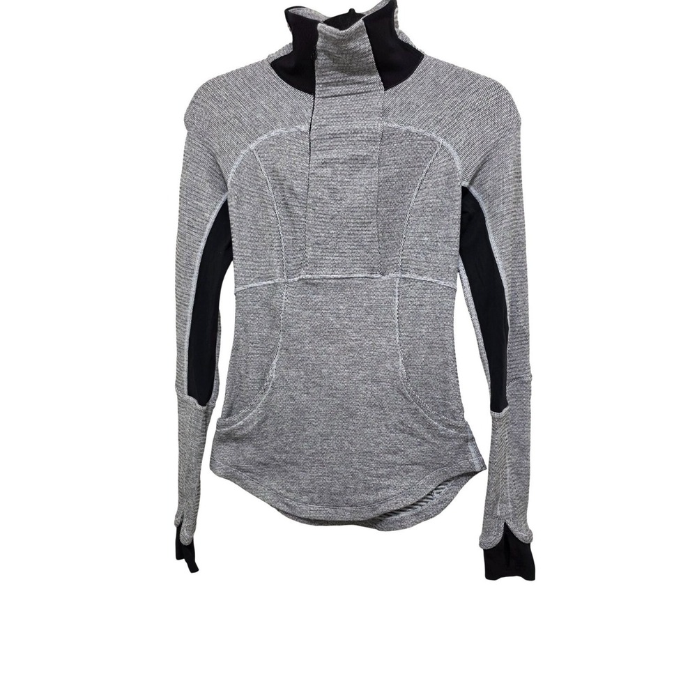 Lululemon Athletica Women's 2 Base Runner Gray & Black High-Neck Pullover Jacket